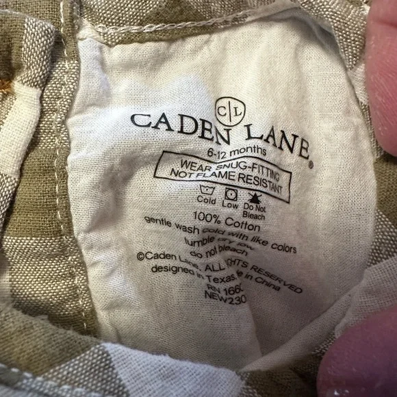 Caden Lane Olive and Cream Checkered Bodysuit with tights - Picture 3 of 5